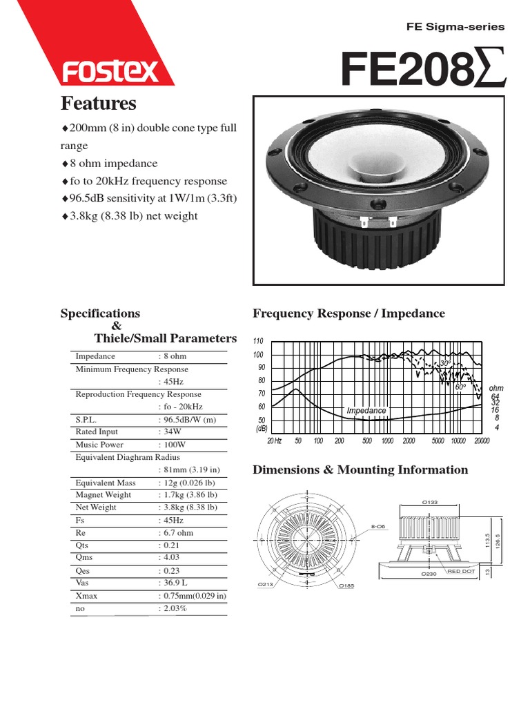 Paire De Haut-parleurs Fostex FE 208E Sigma - Neufs, Ouverts Jamais Utilisés