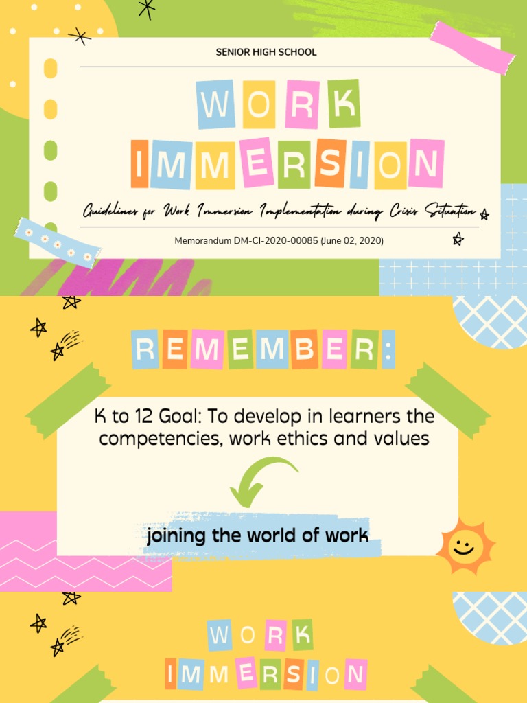 Work Immersion Guidelines for Crisis | PDF | Learning | Education Theory