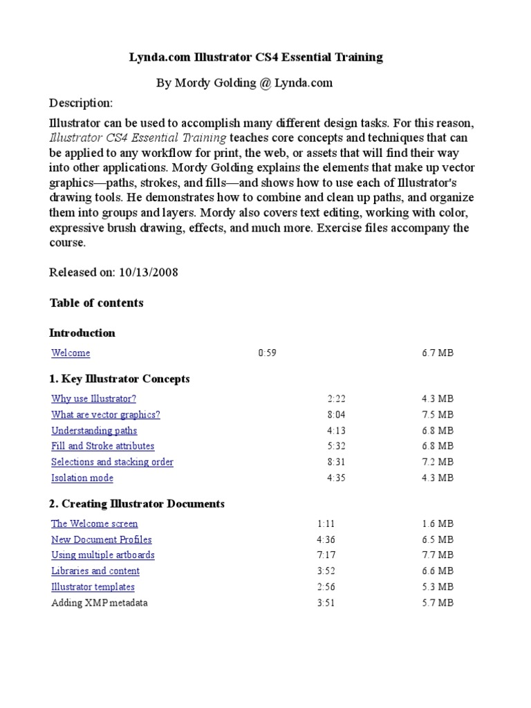 Illustrator CS4 Essential Training Guide | PDF | Adobe Illustrator ...