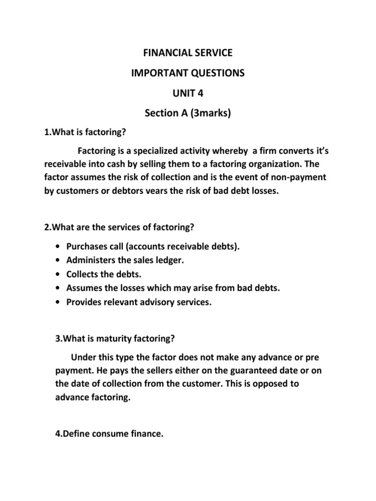 Key Questions in Financial Services | PDF | Finance & Money Management ...