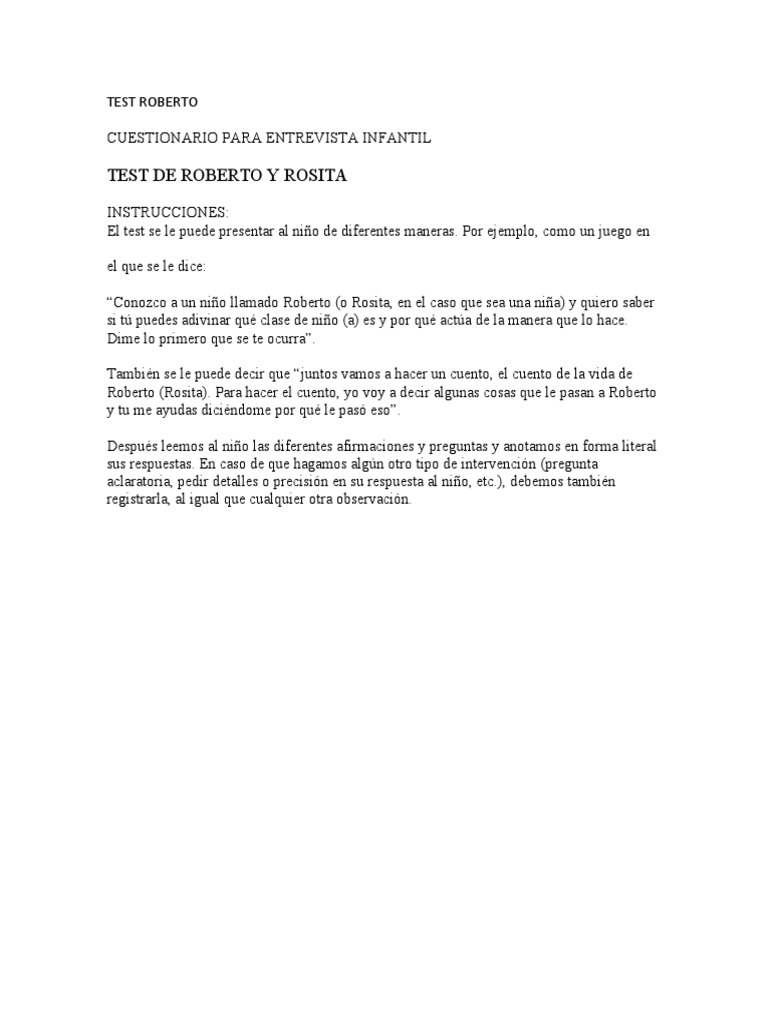 Tests Roberto y Rosita Completo | PDF