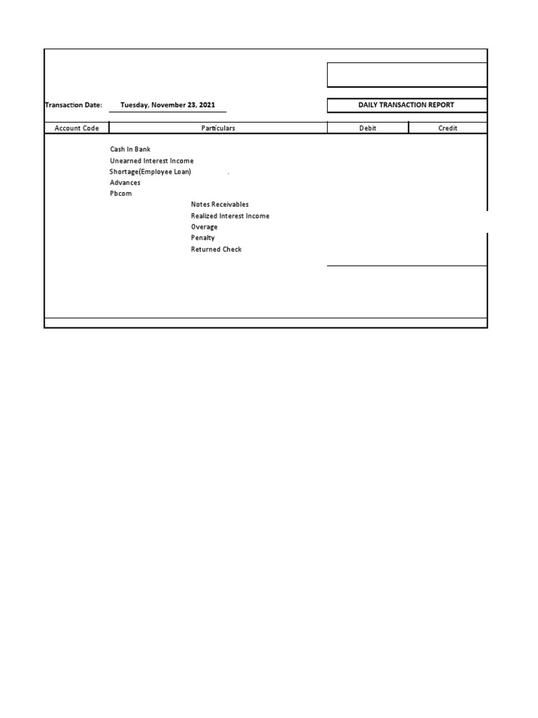 Daily transaction report for november 23 2021 showing account activity