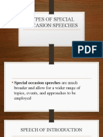 Types of Special Occasion Speeches