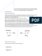 Optical Isomerism in Lactic and Tartaric Acids