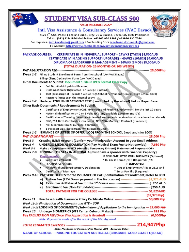 Ind'l and Ageing Support-IVAC-Checklist | PDF | Fee | University And ...