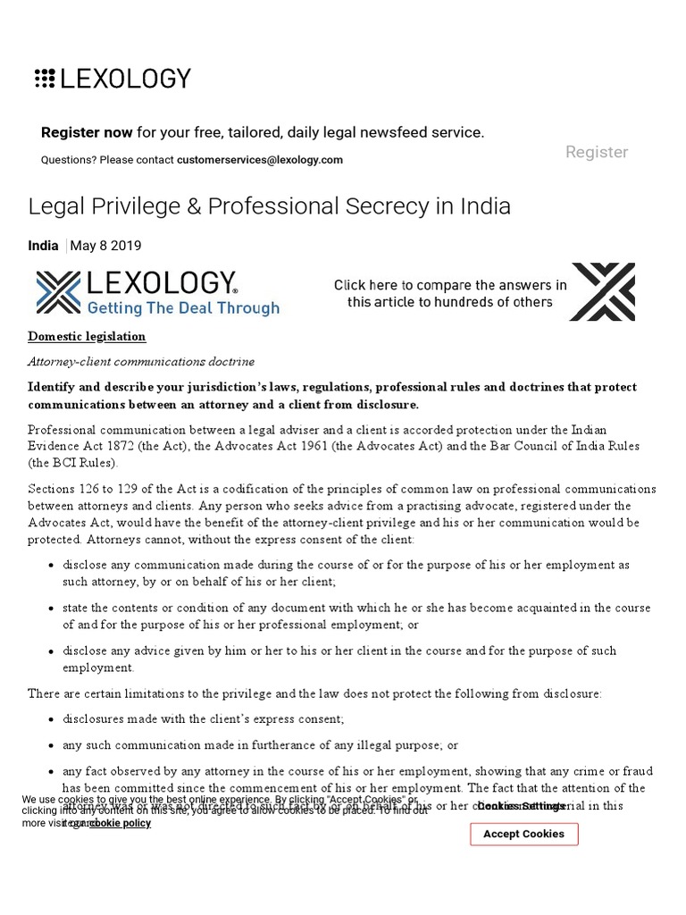 Exploring the Protections for AttorneyClient Communications in India