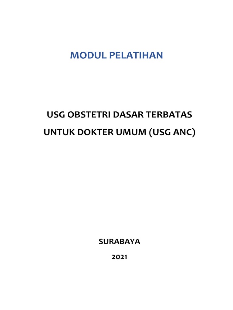 Modul Pelatihan Usg Obstetri Dasar Terbatas Untuk Dokter Umum Usg Anc