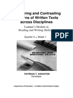 Passed 1652-13-21MELCS DepEd-CAR RO Comparing and Contrasting Patterns of Written Texts Across Disciplines