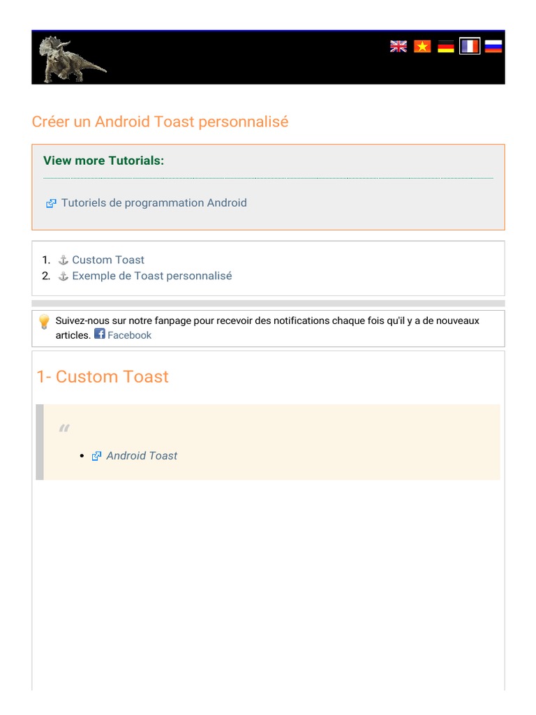 Exemple de Toast personnalisé Android | PDF | Android (Système d ...