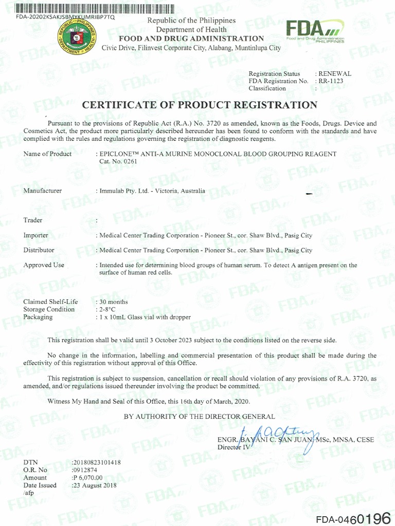 CPR Epiclone Anti-A Valid 03 October 2023 | PDF