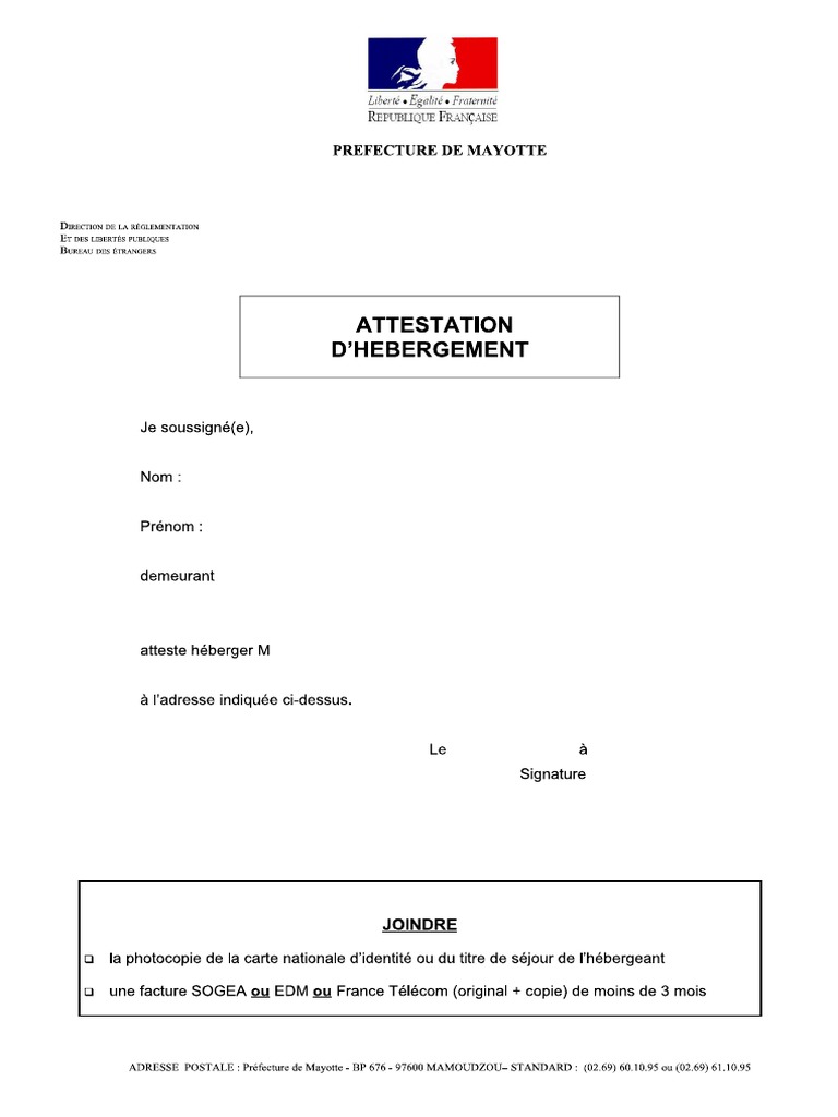 Attestation Dhebergement PDF
