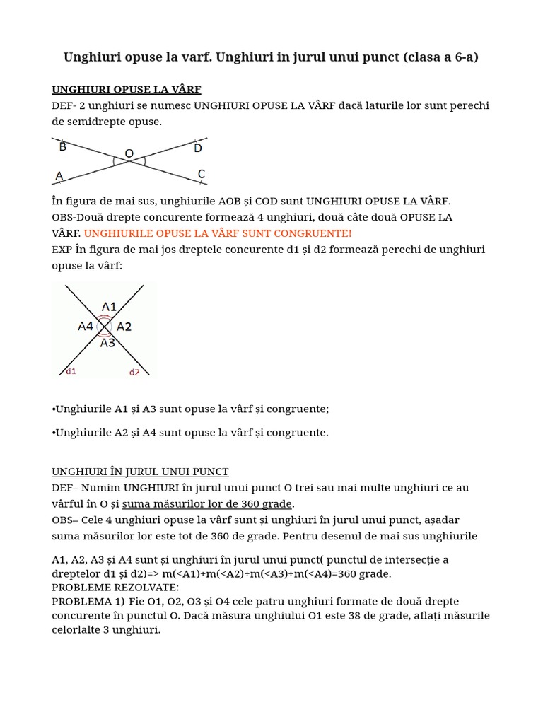 Unghiuri Opuse La Varf Si in Jurul Unui Punct | PDF