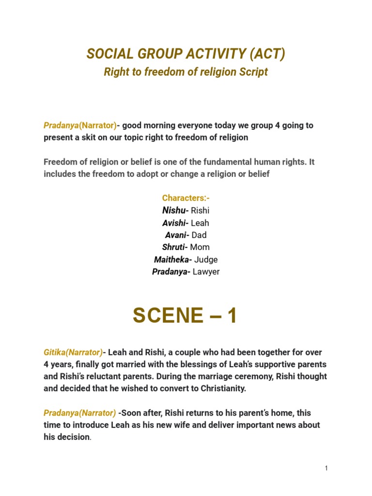 Skit on Freedom of Religion Rights | PDF | Social Science | Self ...