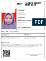 Kartu Peserta SNBP 2023: 423105758 Khairunnisa 0047678680 Mas Madani Alauddin Pao-Pao Kab. Gowa Prov. Sulawesi Selatan