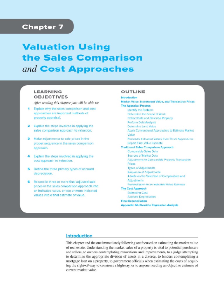 Chapter 6 Valuation Using The Sales Comparison And Cost Approaches Pdf