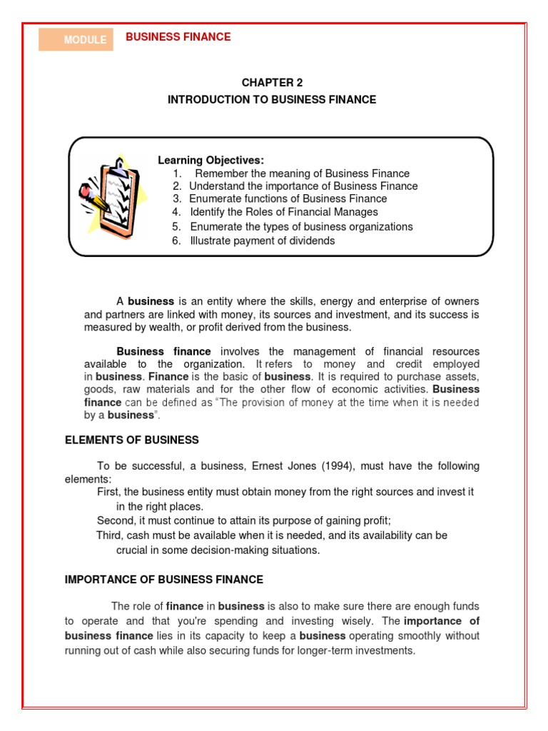 Introduction to Business Finance | PDF | Dividend | Partnership