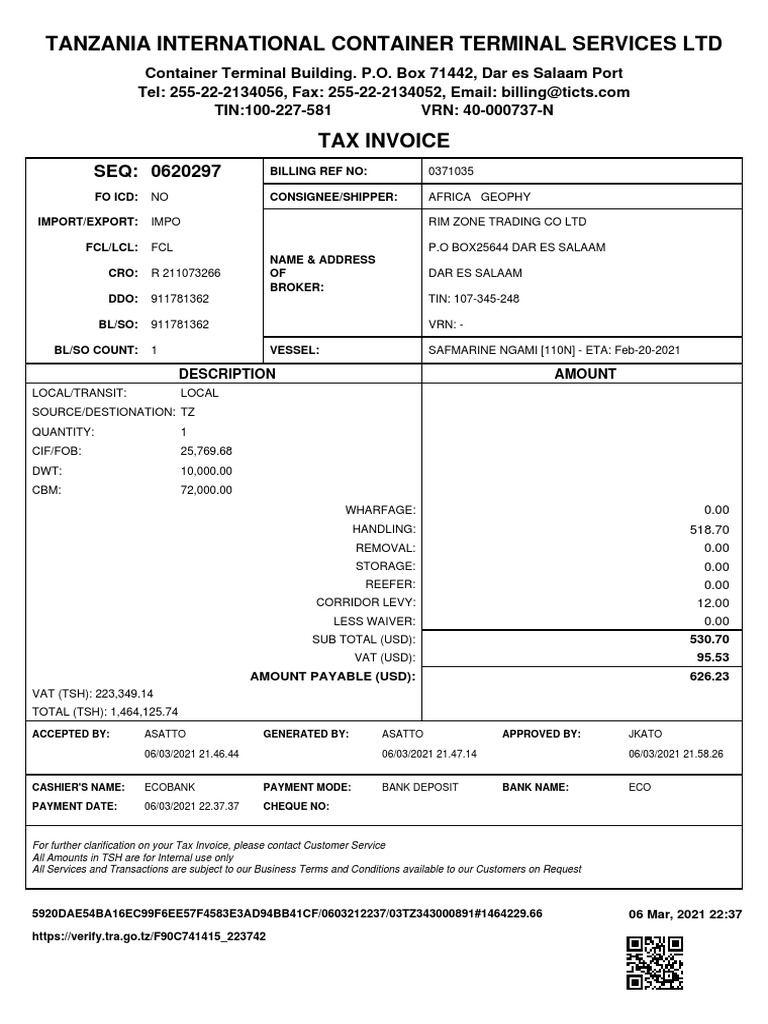 Tanzania international container terminal services ltd pdf service