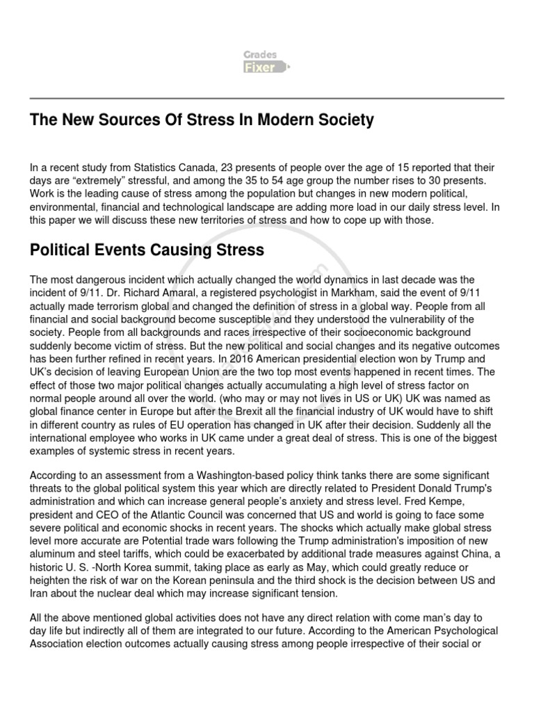 stress in modern society essay
