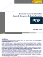 Recent Developments in the Spanish Economy, Policy & Funding