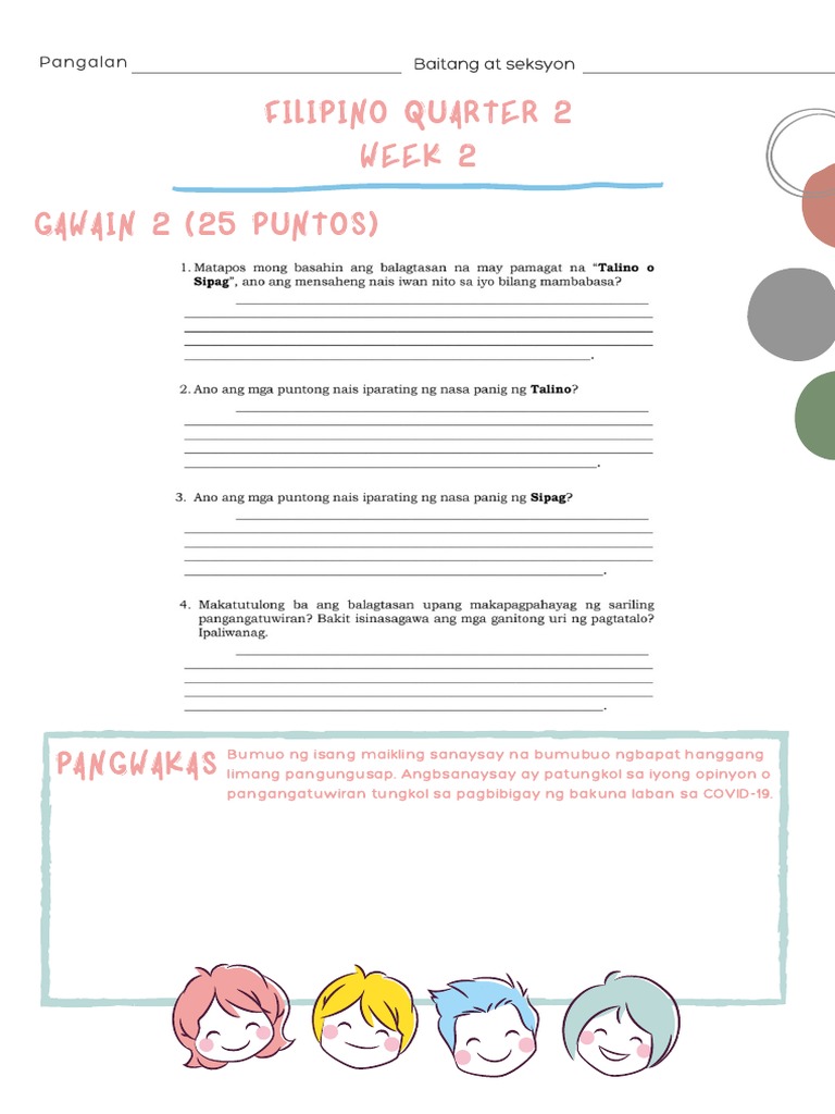 Answer Sheet Q2 W2 | PDF