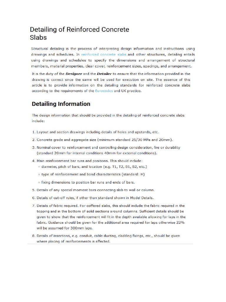 Detailing of Reinforced Concrete Slabs | PDF
