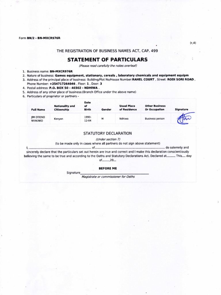 BN 2 Form | PDF