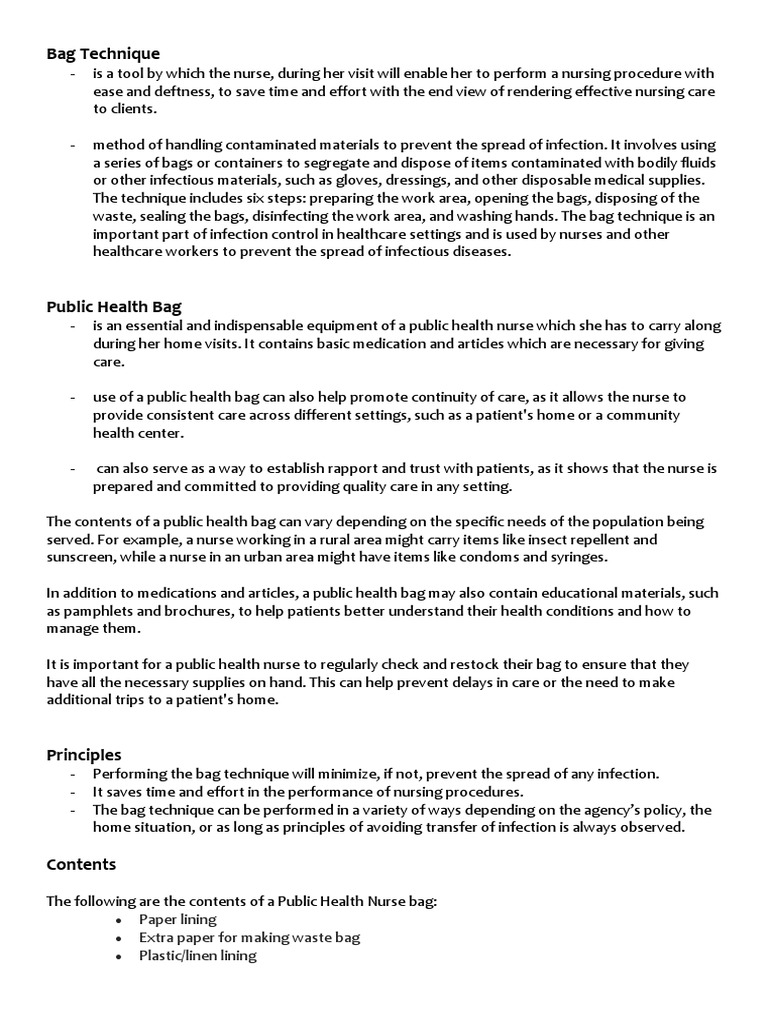 Bag Technique PDF Public Health Clinical Medicine