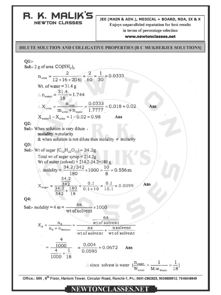 Chapter 13 - Dilute Solution and Colligative Properties | PDF