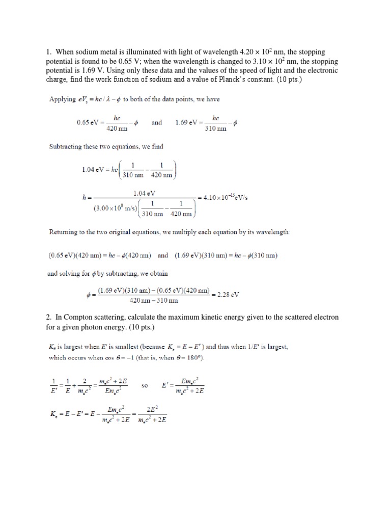 Sodium Work Function and Compton Scattering | PDF