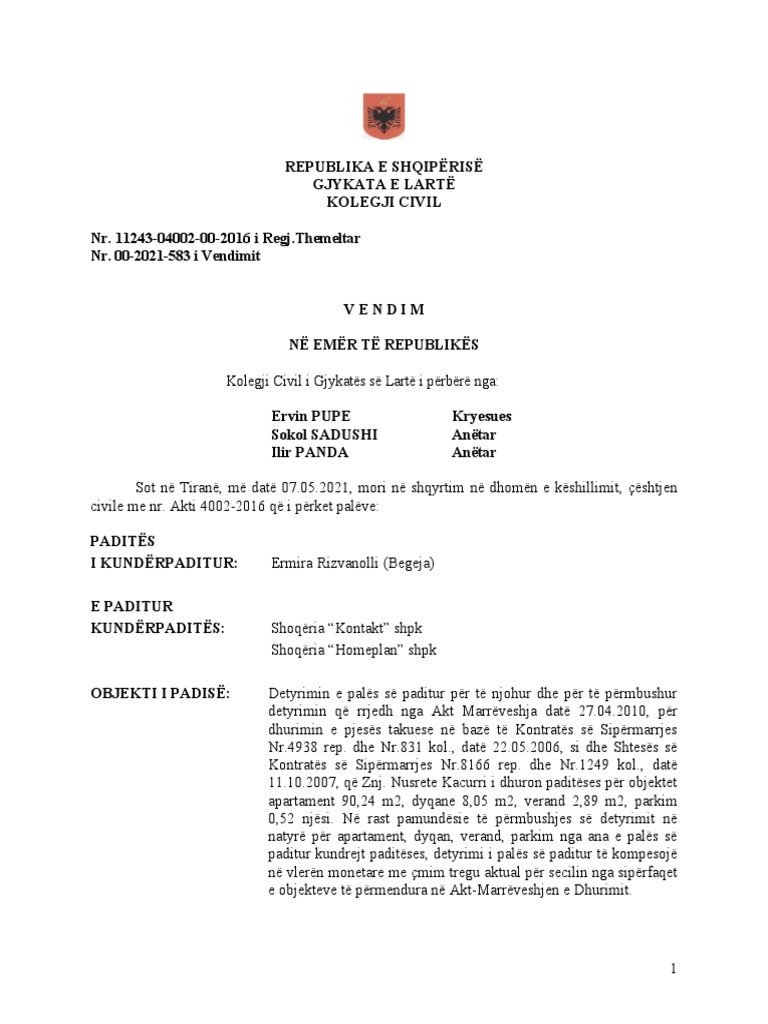 Vendim gjykate pdf