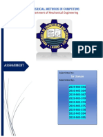 Department of Mechanical Engineering: Numerical Methods in Computing