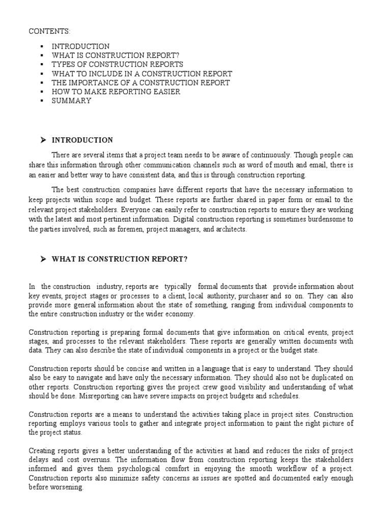 Construction Reporting Essentials Guide | PDF | Project Management ...