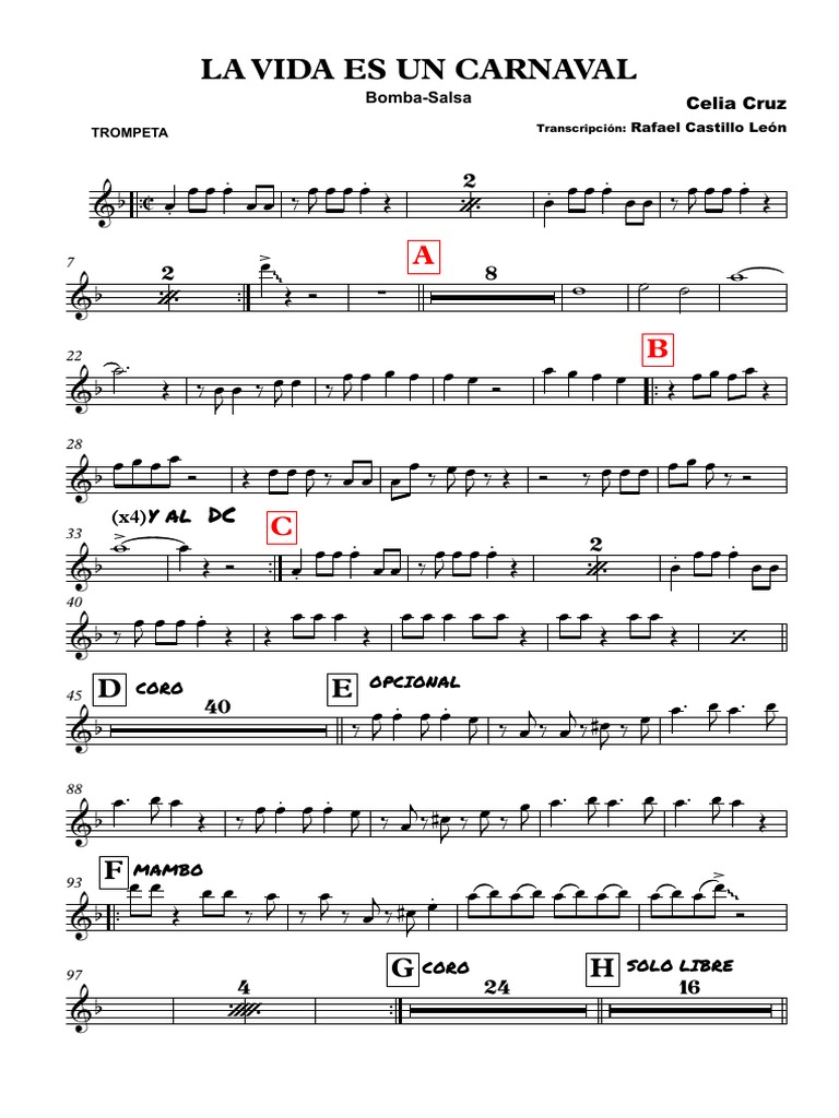 La Vida Es Un Carnaval Trompeta Pdf