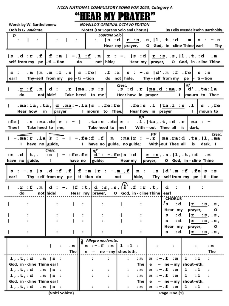 Hear My Prayer Pdf Choral Music