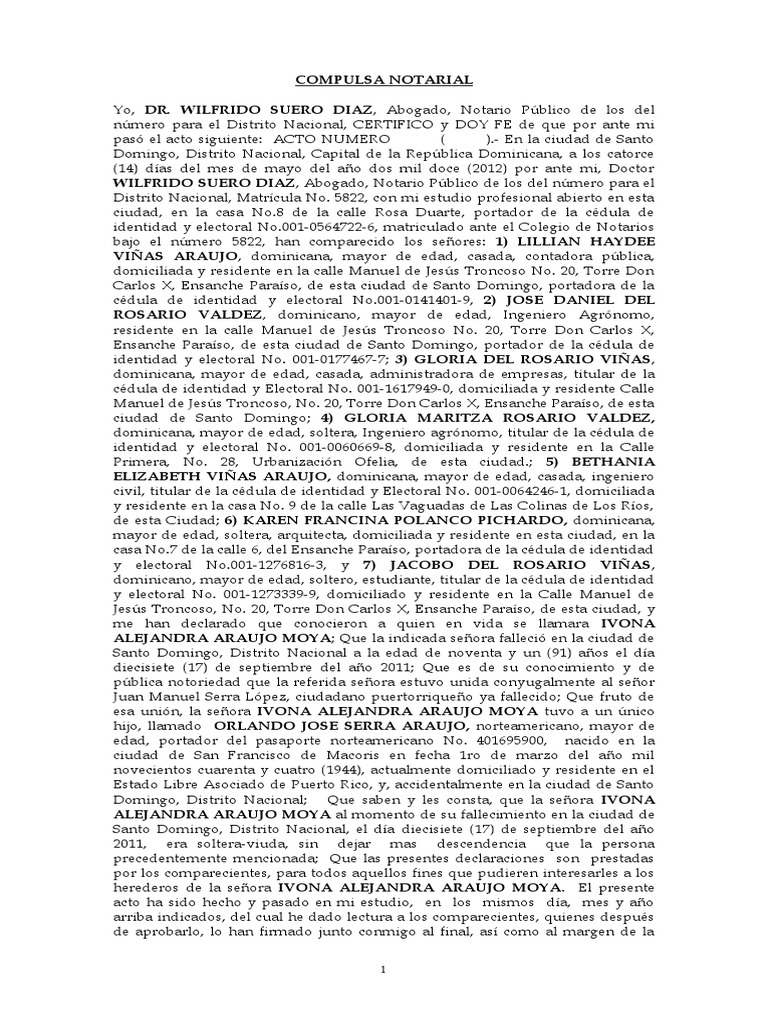 Compulsas notariales en Santo Domingo | PDF | República Dominicana ...