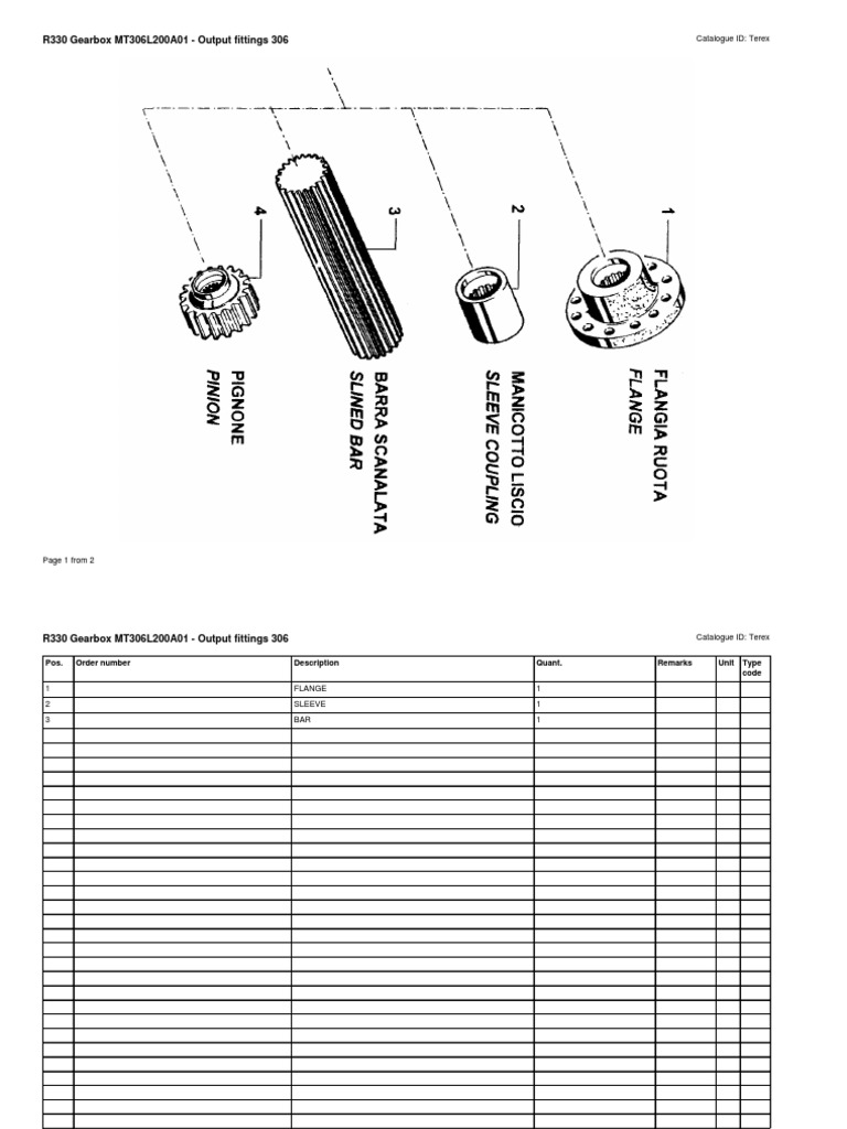 R330 Gearbox MT306L200A01 - Output Fittings 306 | PDF