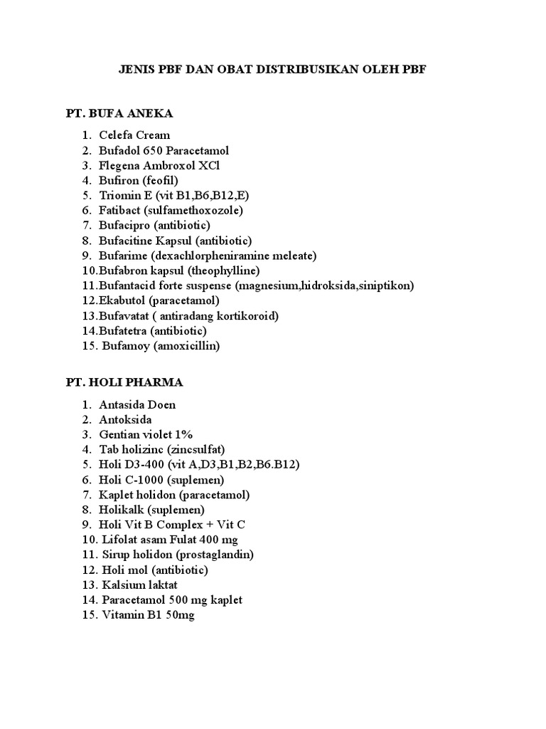 Obat dan PBF oleh PT. Bufa Aneka | PDF