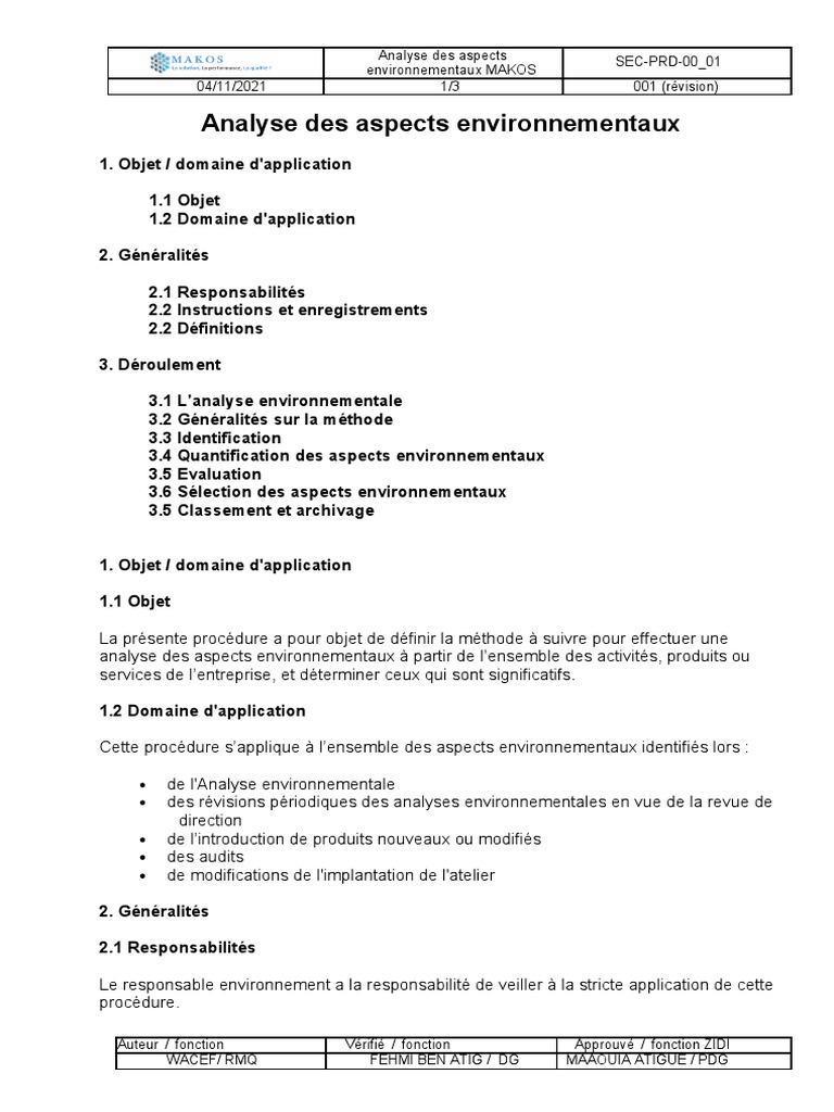 Analyse des Aspects Environnementaux | PDF | Environnement naturel | la ...