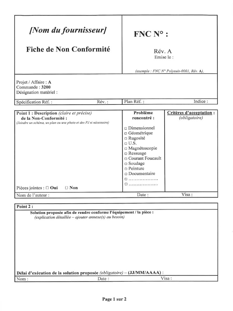 Fiche De Non Conformité Alimentaire – CFIN