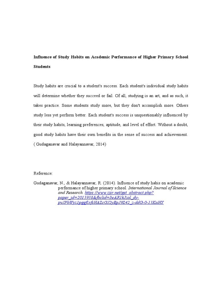 Influence of Study Habits On Academic Performance | PDF | Career ...