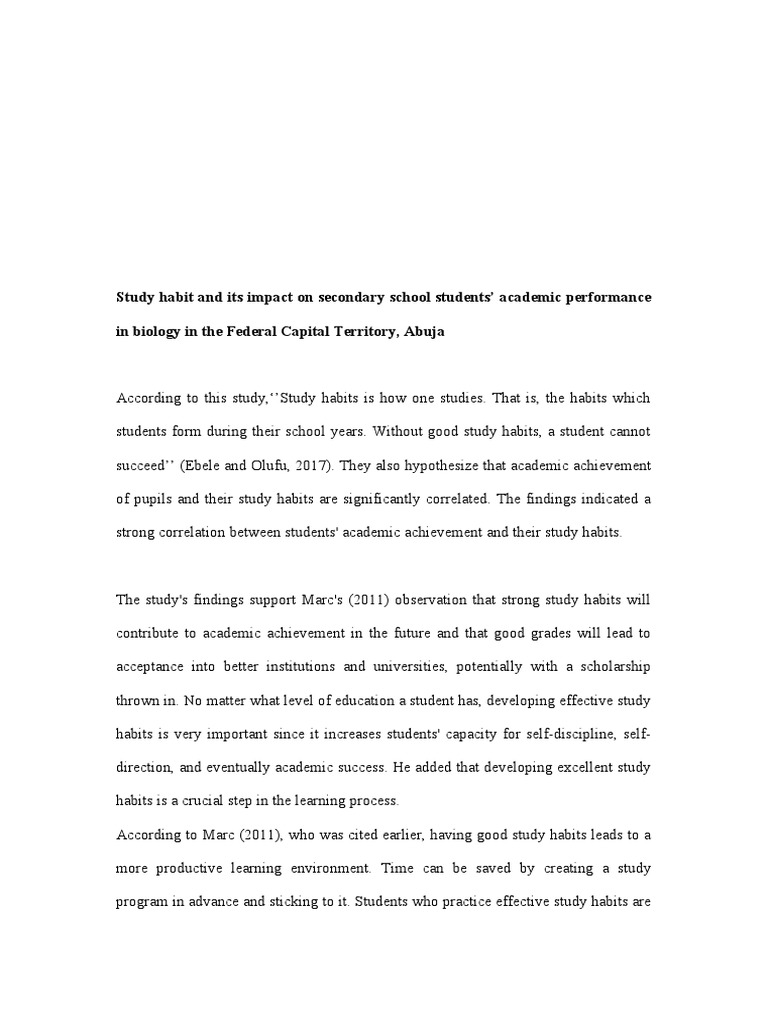 Impact of Study Habits on Academic Performance | PDF