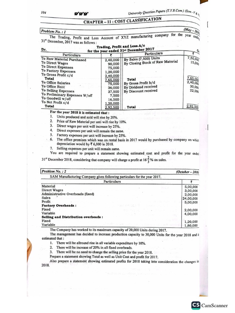 Specimen Of Cost Sheet And Problems Unit 1 Cost Sheet vrogue.co