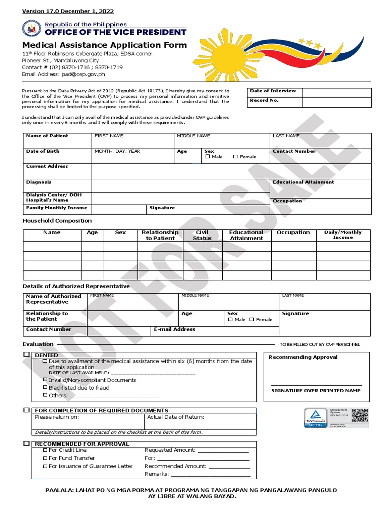 Office of the VP Medical Assistance Application Form PDF