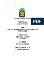 Proceso Administrativo de Tres Empresas Nacionales