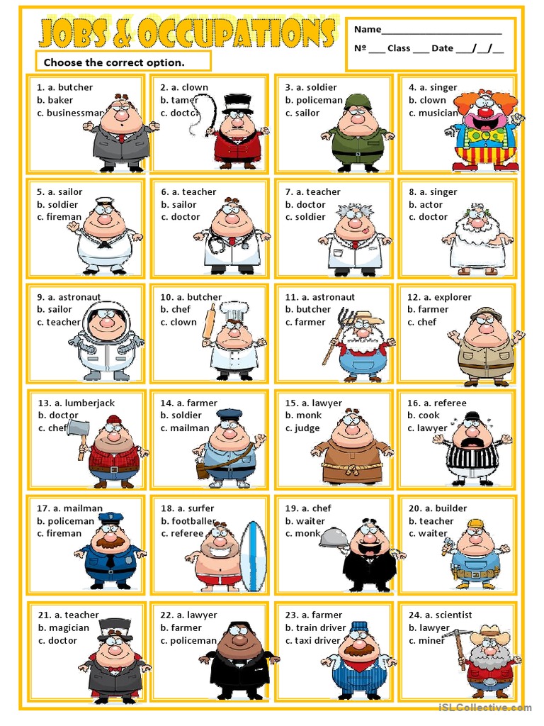 Occupations Quiz for Students | PDF
