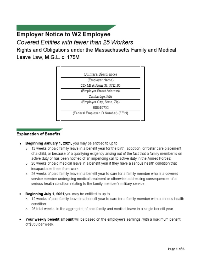 Notice to Employees Regarding Rights and Obligations Under the ...