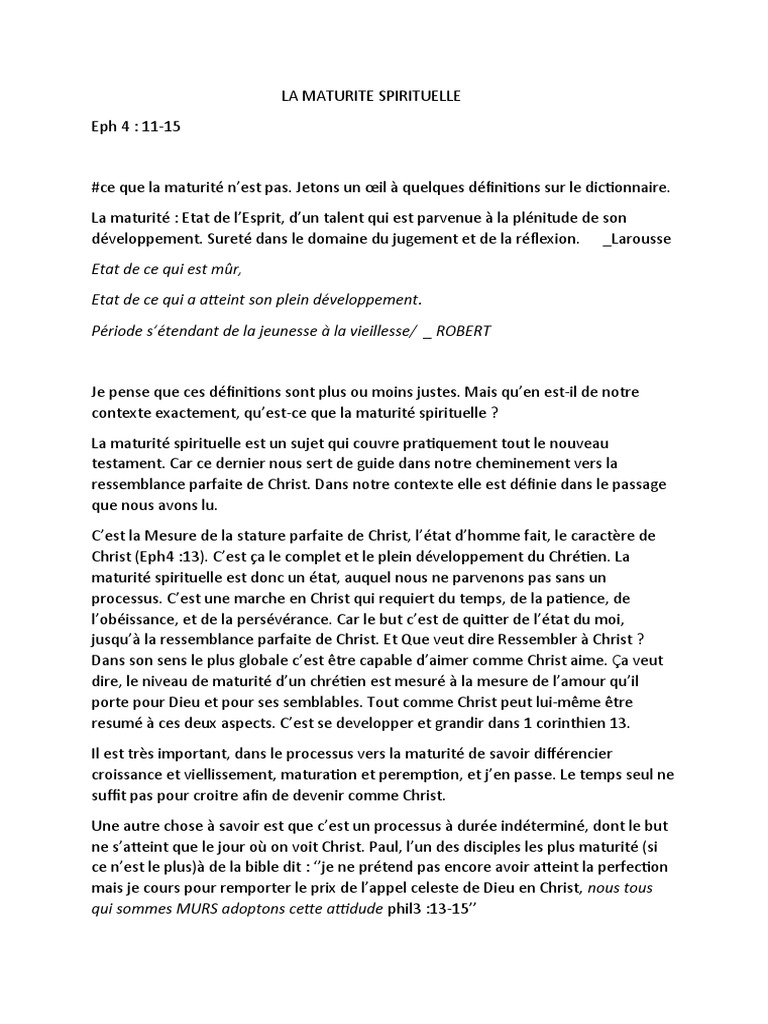 Maturité Spirituelle : Définition et Processus | PDF | Jésus | Dieu