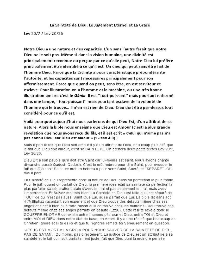 La Sainteté de Dieu et Son Jugement | PDF | Dieu | Saint
