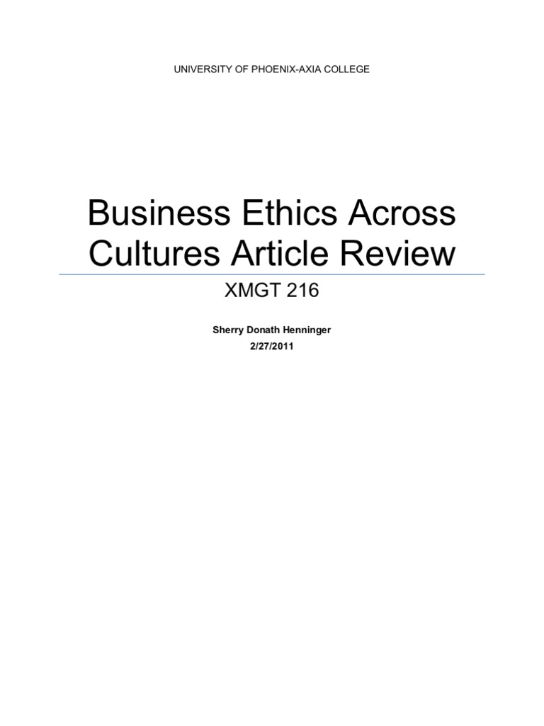 Business ethics across cultural article review image