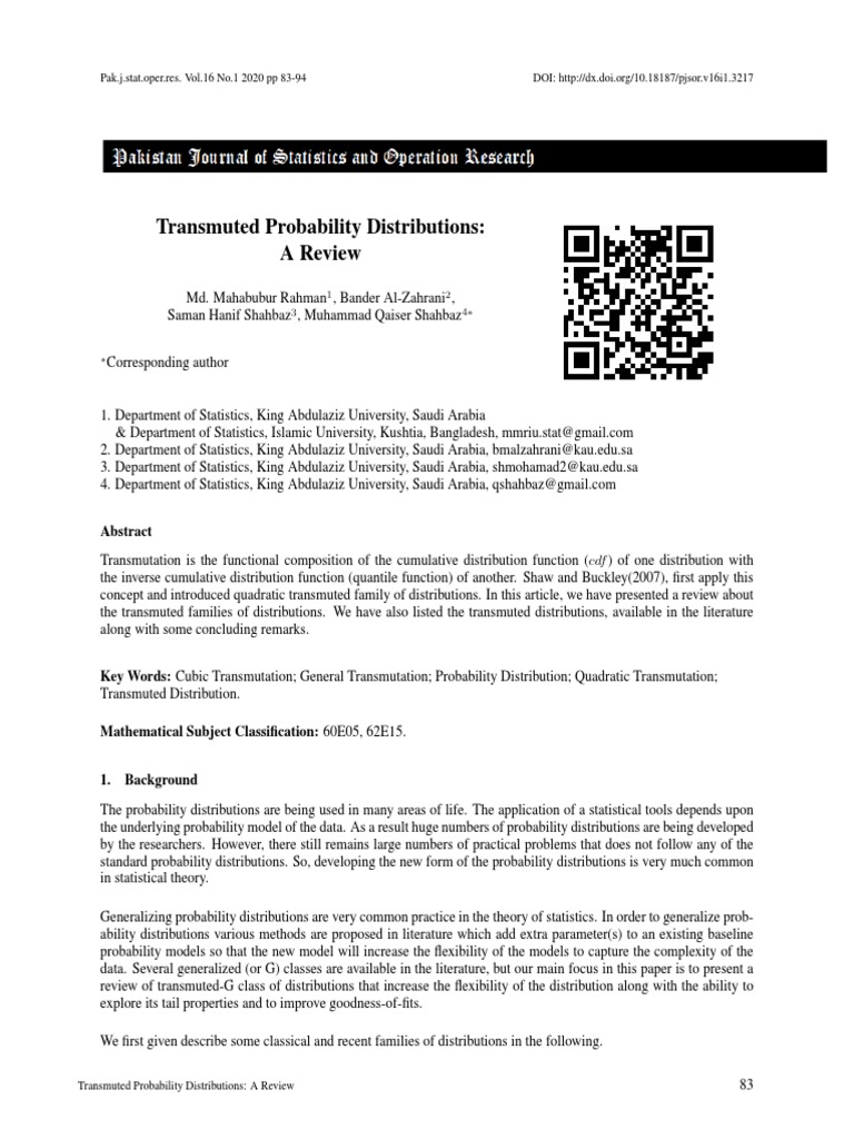 Transmuted Probability Distributions A Review | PDF | Statistics ...